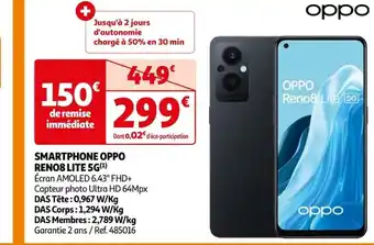 Auchan SMARTPHONE OPPO RENO8 LITE 5G(¹) offre