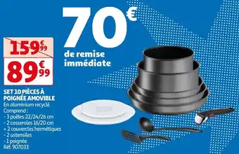 Auchan SET 10 PIÈCES À POIGNÉE AMOVIBLE offre