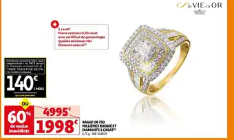 Auchan BAGUE OR 750 MILLIÈMES RHODIÉ ET DIAMANTS 1 CARAT(¹) 6,75 g - Réf. 618025 offre