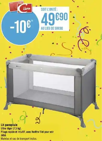 Lit parapluie Ultra-léger (7,5 kg).