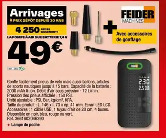 Brico Dépôt LA POMPE À AIR SUR BATTERIE 7,4 V offre