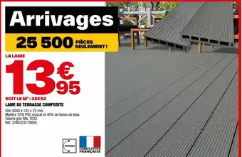 Brico Dépôt SOIT LE M²: 32€52 LAME DE TERRASSE COMPOSITE offre