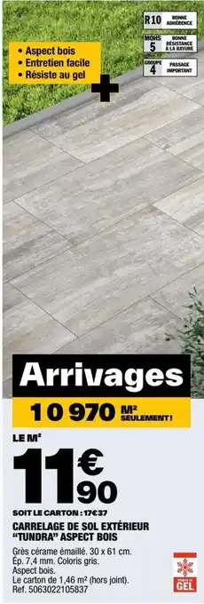 Brico Dépôt CARRELAGE DE SOL EXTÉRIEUR "TUNDRA" ASPECT BOIS offre