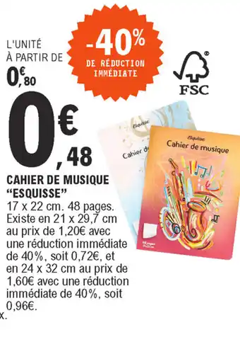 E.Leclerc Cahier de musique offre
