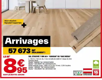 Brico Dépôt SOL STRATIFIÉ 7 MM AC4 "SWARAN" OU "OAK BRERA" offre