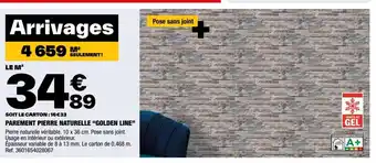 Brico Dépôt PAREMENT PIERRE NATURELLE "GOLDEN LINE" offre