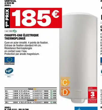 Brico Dépôt CHAUFFE-EAU ÉLECTRIQUE THERMOPLONGÉ offre