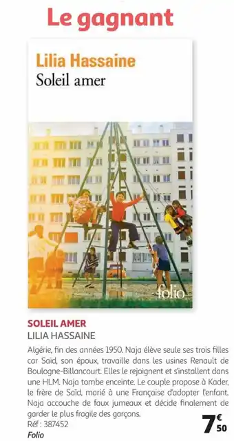 Auchan SOLEIL AMER LILIA HASSAINE offre
