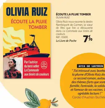 Auchan ÉCOUTE LA PLUIE TOMBER OLIVIA RUIZ offre