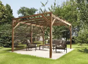 Brico Dépôt Pergola en bois pool house long. 4 x larg. 3 x haut. 2,20 m offre