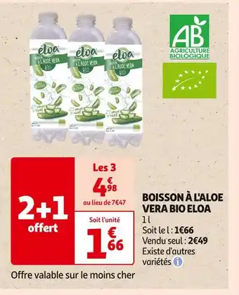 Auchan Supermarché Eloa boisson à l'aloe vera bio offre