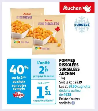 Auchan Auchan pommes rissolées surgelées offre