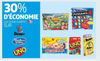 Auchan Dobble/hasbro/uno 30% d’économie sur votre compte waaoh ! sur dobble, hasbro, uno offre