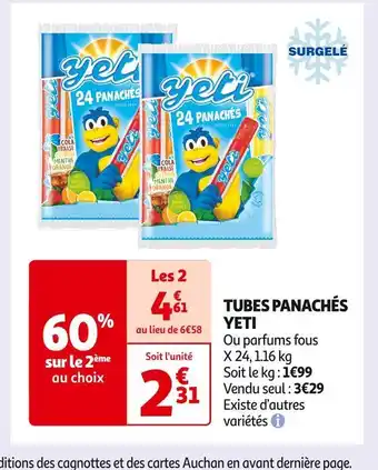 Auchan Supermarché Yeti tubes panachés offre