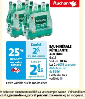 Auchan Auchan eau minérale pétillante offre