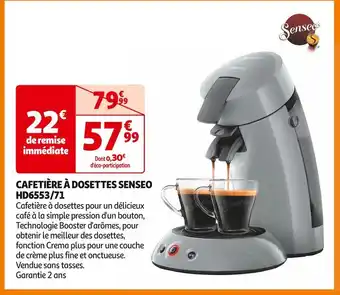 Auchan Supermarché Senseo cafetière à dosettes hd6553/71 offre