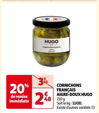 Auchan Hugo cornichons français aigre-doux offre