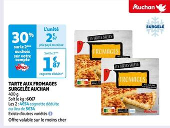 Auchan Auchan tarte aux fromages surgelée offre