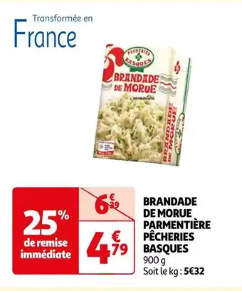 Auchan Pêcheries basques brandade de morue parmentière offre