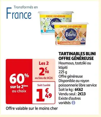 Auchan Blini tartinables blini offre généreuse offre