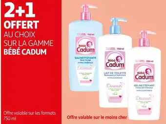 Auchan Cadum 2+1 offert au choix sur la gamme bébé cadum offre