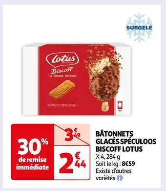 Auchan Lotus bâtonnets glacés spéculoos biscoff offre