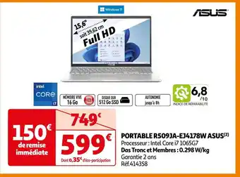 Auchan Asus portable r509ja-ej4178w offre