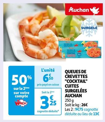 Auchan Auchan queues de crevettes cocktail cuites surgelées offre