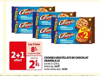 Auchan Lu cookies gros éclats de chocolat granola offre