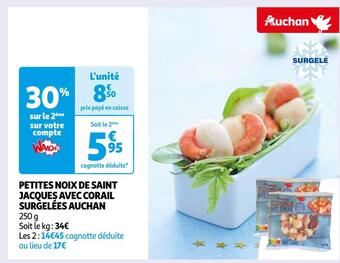 Auchan Auchan petites noix de saint jacques avec corail surgelées offre