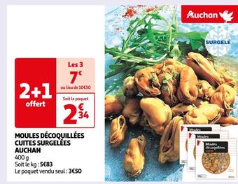 Auchan Auchan moules décoquillées cuites surgelées offre