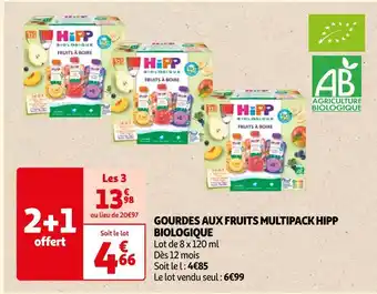 Auchan Hipp gourdes aux fruits multipack hipp biologique offre