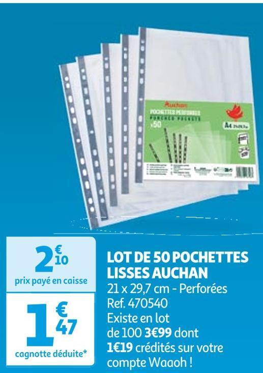 Promo Auchan lot de 50 pochettes lisses chez Auchan