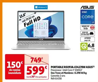 Auchan Asus portable r509ja-ej4178w asus offre