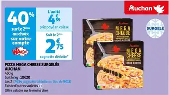 Auchan Auchan pizza mega cheese surgelée offre