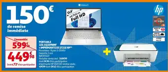 Auchan Hp portable 15s-eq2098nf + imprimante dj 2721e hp offre