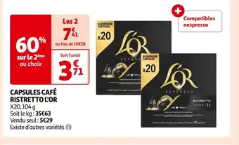 Auchan Supermarché L'or capsules café ristretto offre
