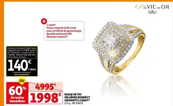 Auchan Bague or 750 millièmes rhodié et diamants 1 carat offre