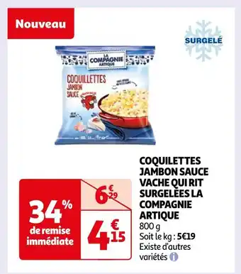 Auchan La compagnie artique coquillettes jambon sauce vache qui rit surgelées offre