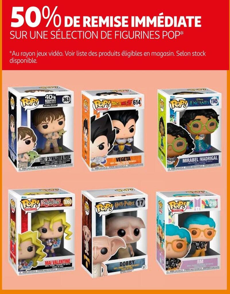 Promo Pop 50 de remise immédiate sur une sélection de figurines pop