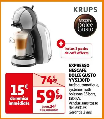 Auchan Nescafé expresso yy5130fd dolce gusto offre