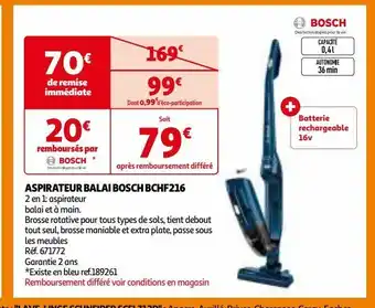 Auchan Aspirateur balai bosch bchf216 offre