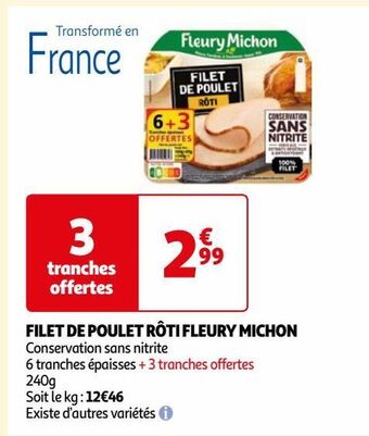 Auchan Filet de poulet rôti fleury michon offre