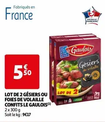 Auchan Lot de 2 gésiers ou foies de volaille confits le gaulois(1) offre