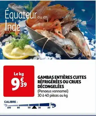 Auchan Gambas entières cuites réfrigérées ou crues décongelées offre