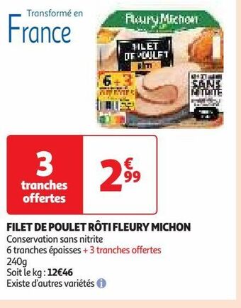 Auchan Supermarché Filet de poulet roti fleury michon offre