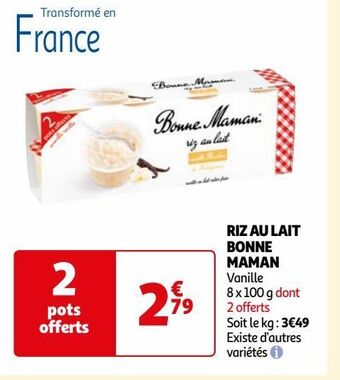 Auchan Riz au lait bonne maman offre