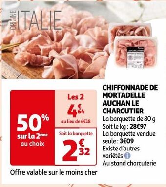 Auchan Chiffonnade de mortadelle auchan le charcutier offre