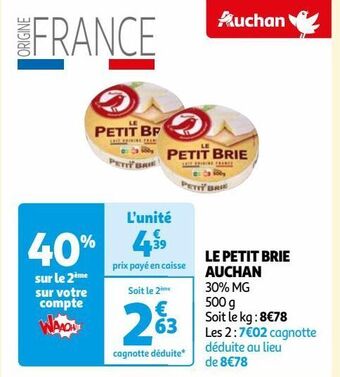 Auchan Le petit brie auchan offre