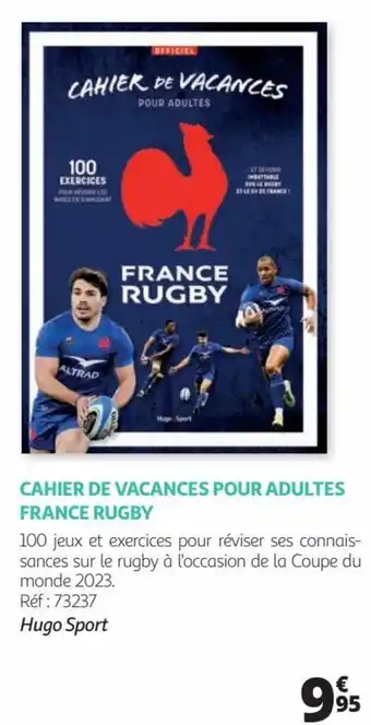 Auchan CAHIER DE VACANCES POUR ADULTES FRANCE RUGBY offre